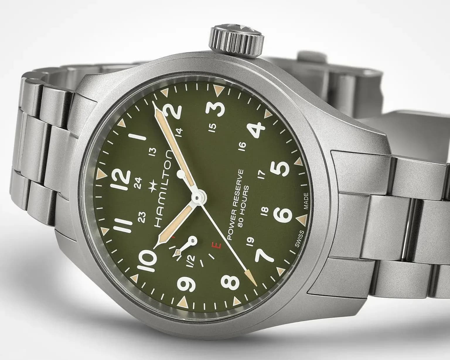 Hamilton Khaki Field Power Reserve в хаки и синем