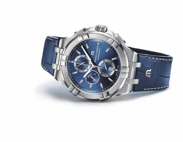 Aikon Chronograph с кварцевым механизмом с хронографом, стальной корпус 44 мм, ремешок из телячьей кожи с принтом под аллигатора, WR 100 метров