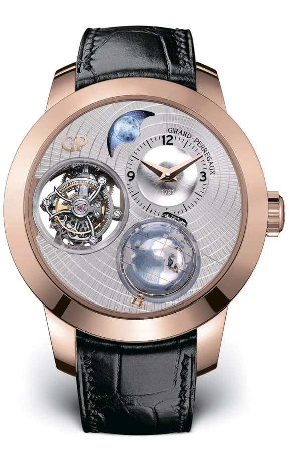 Girard-Perregaux Planetarium Tri-Axial в корпусе 48 мм из розового золота с калибром GP09310 с трехосным турбийоном, указателями фазы Луны и времени суток, ручной завод, запас хода 60 часов