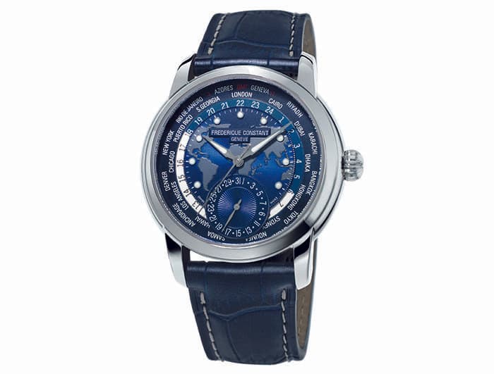 Frederique Constant Classic Manufacture Worldtimer Navy Blue с автоматическим калибром FC-718