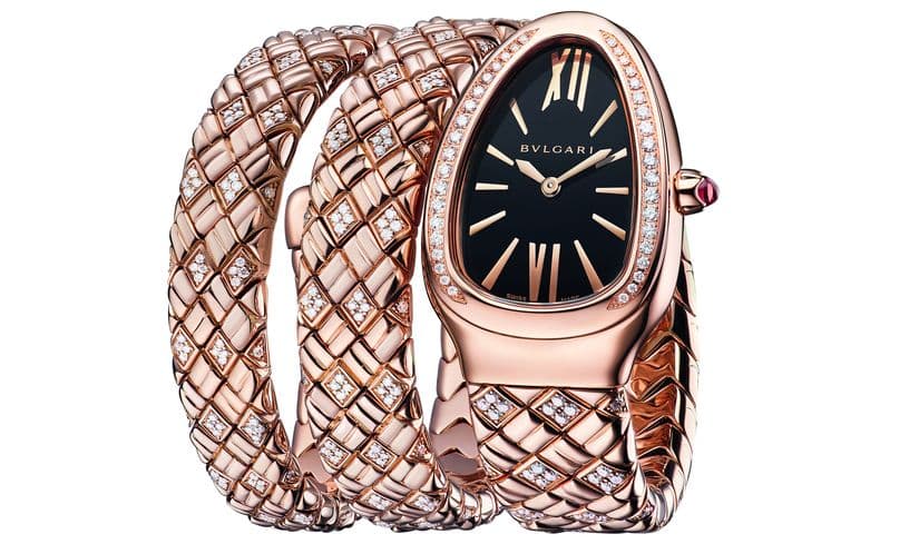 Часы Bvlgari Serpenti Spiga из розового золота с бриллиантами