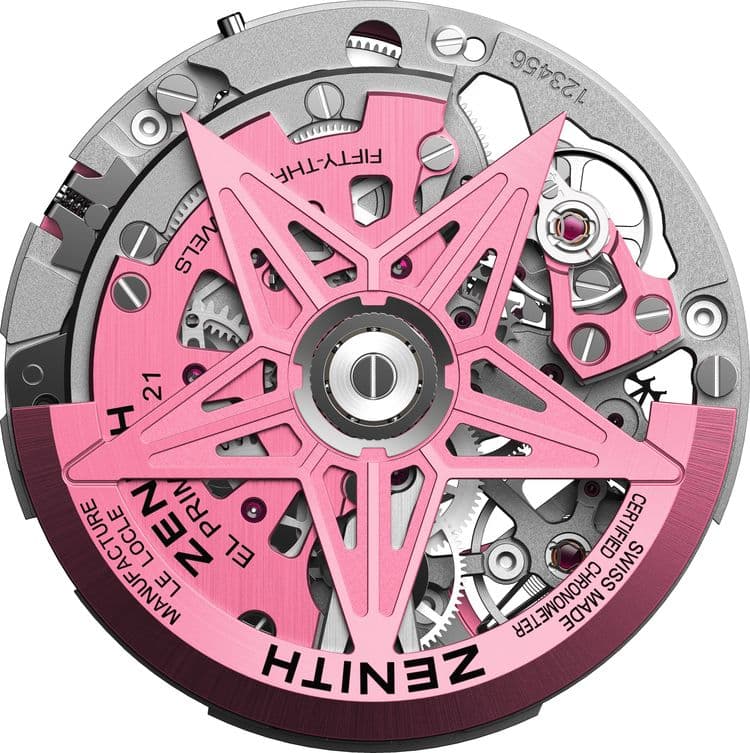 Механизм часов Zenith DEFY 21 Pink Edition 