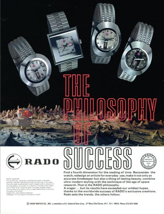 Реклама Rado DiaStar 1969 года