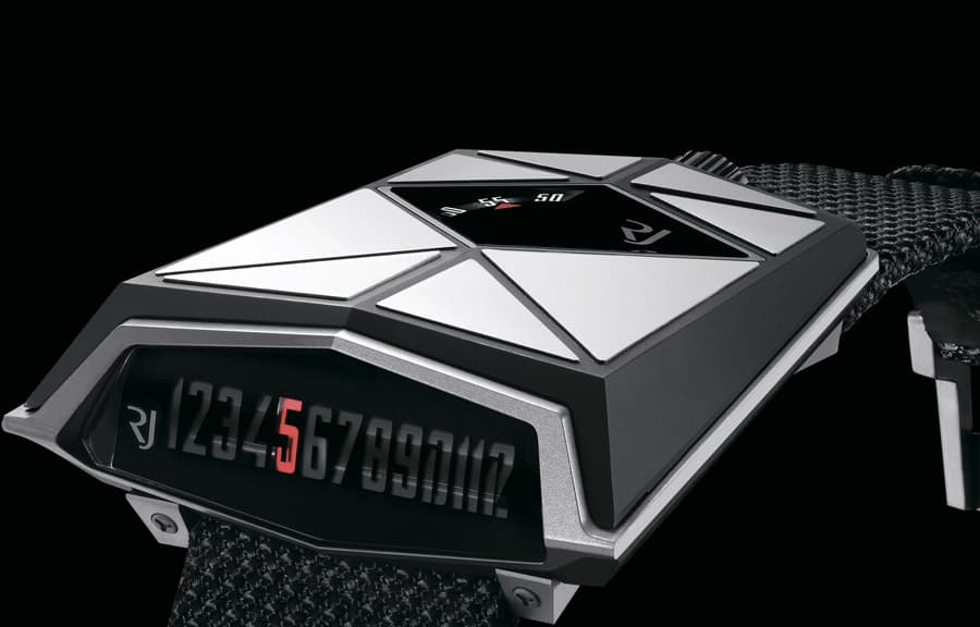 RJ-Romain Jerome Spacecraft с линейным ретроградным часовым дисплеем, приводимым в движение пружиной