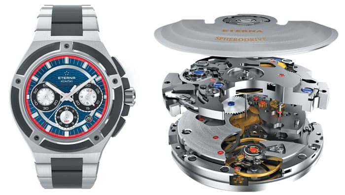 Калибр Eterna 3927A, установленный в новых часах Royal KonTiki Chronograph GMT