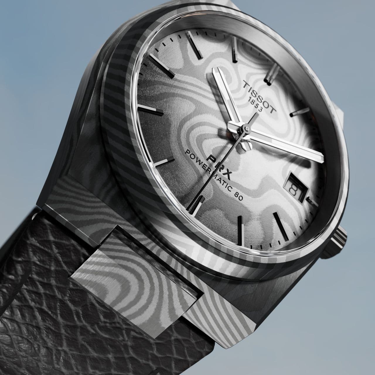 Tissot PRX из дамасской стали
