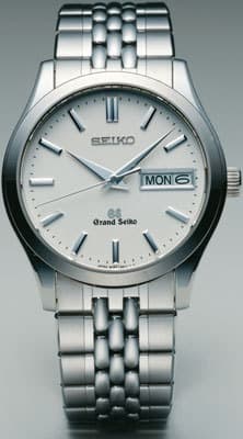 Grand Seiko 9F8, «кварц, превосходящий кварц», кварцевый механизм двойного импульса с мгновенной сменой даты, 1993 г.