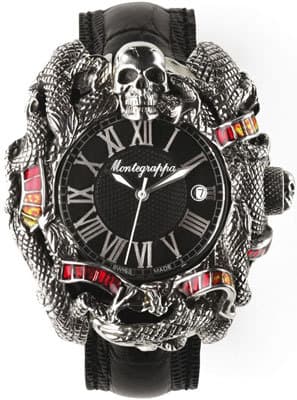 Часы Chaos от Montegrappa в корпусе 43х54 мм из стерлингового серебра с эмалью, автоматический калибр ЕТА 2824