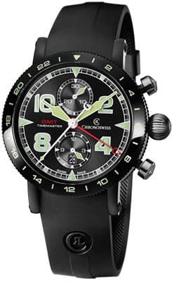 Timemaster Chronograph GMT в корпусе 44 мм из стали с черным DLC, автоматический калибр C.754, на рант нанесена 24-часовая шкала
