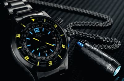 Ball Engineer Master II Diver Worldtime автоматический калибр BALL RR1501, в корпусе 45 мм помещены 55 микрокапсул с газом трития, WR 300 метров 