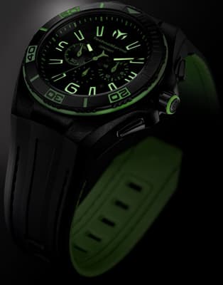 TechnoMarine Night Vision в корпусе 45 мм с черным PVD, силиконовым ремешком, кварцевым механизмом, WR 200 метров
