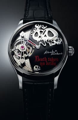 Версия 2013 года Tourbillon#1 Death Takes No Bribe, созданная Хаджиме Асаока (внизу) совместно с известным японским художником Такаси Мураками
