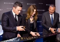 Жан-Кристоф Бабен, Карла Бруни и Люк Эванс открыли бутик Bvlgari в Москве