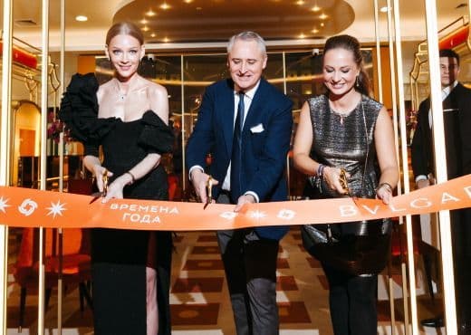 Светлана Ходченкова, Сати Казанова и Маша Миногарова на открытии поп-ап бутика Bvlgari