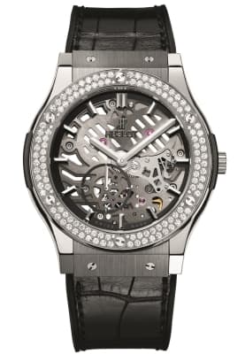Часы Hublot Classic Fusion Extra–Thin Skeleton Diamonds