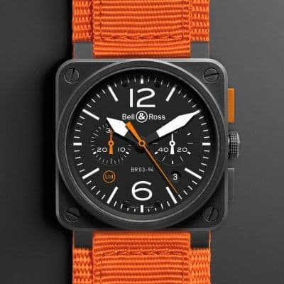 Яркие часы BR 03-94 Carbon Orange Limited Edition