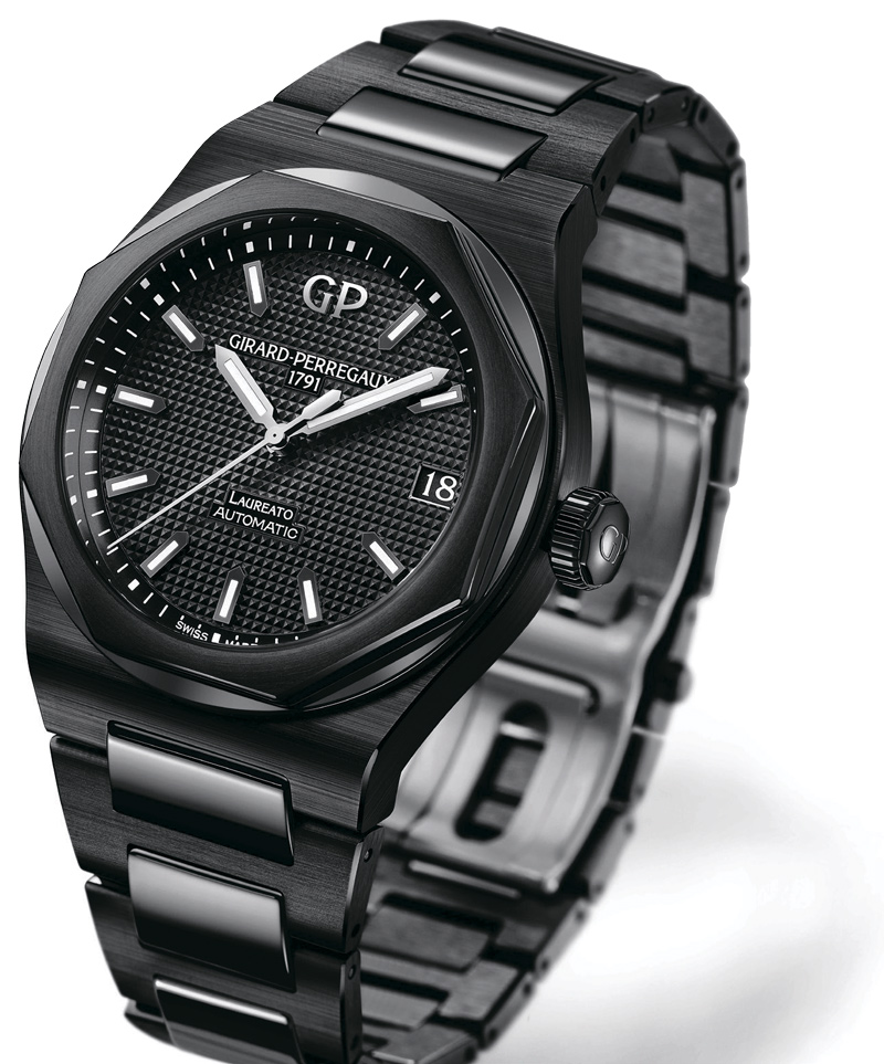 Часы Girard-Perregaux Laureato Ceramic в корпусе 42 мм из черной высокопрочной керамики, керамический браслет, WR 100 метров
