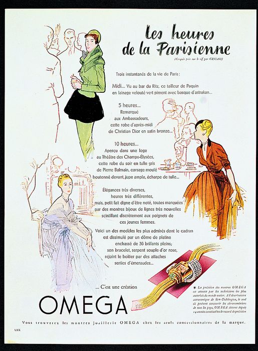 Реклама часов Omega 1947 года