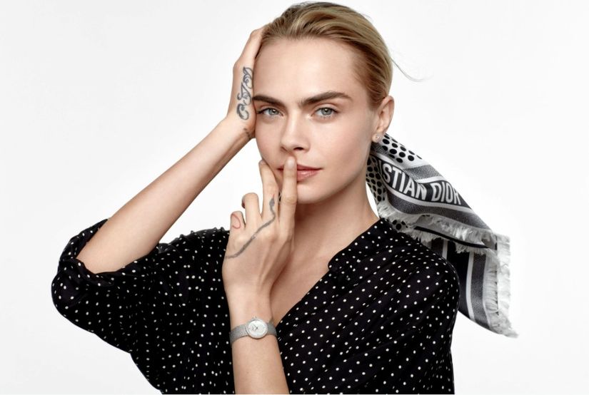 Кара Делевинь в рекламе часов Dior