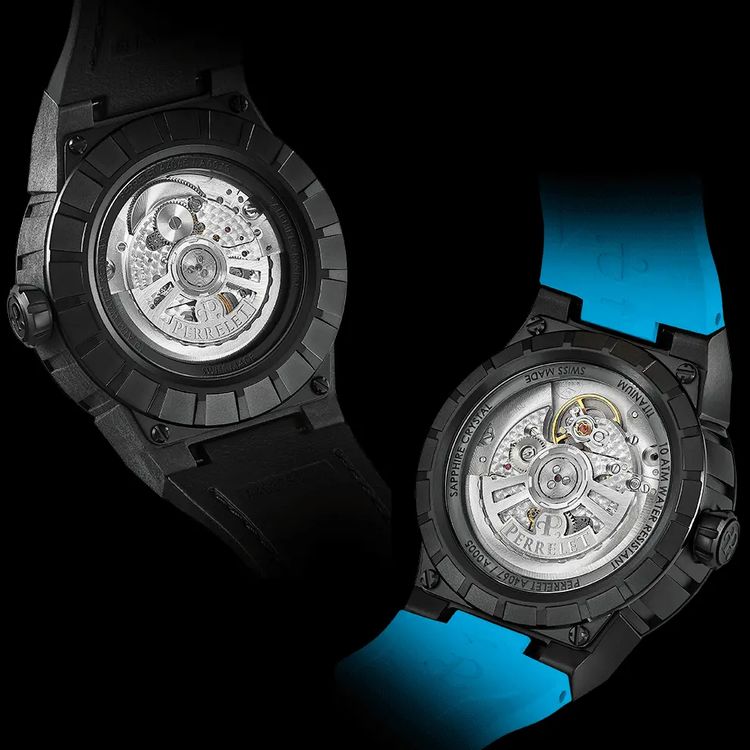 Perrelet Turbine Carbon Ice Blue и Turbine Titanium Ice Blue