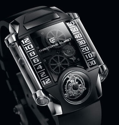 X-Treme-1 от Christophe Claret с магнитными указателями часов и минут была придумана часовщиками Фредериком Ришаром и Оливье Ранденом, а разработана совместно с Высшеи? инженернои? школои? кантона Во (HEIG-VD) 