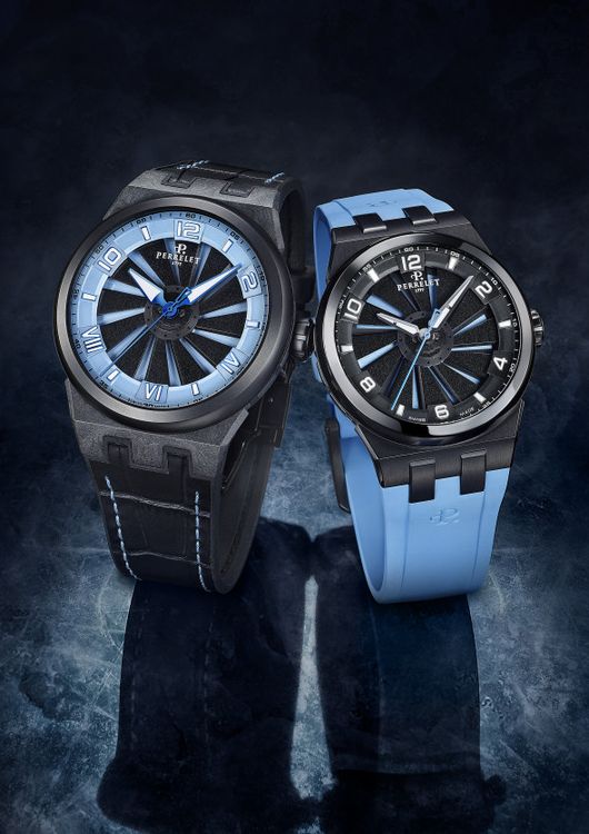 Часы Perrelet Turbine Carbon Ice Blue и Turbine Titanium Ice Blue